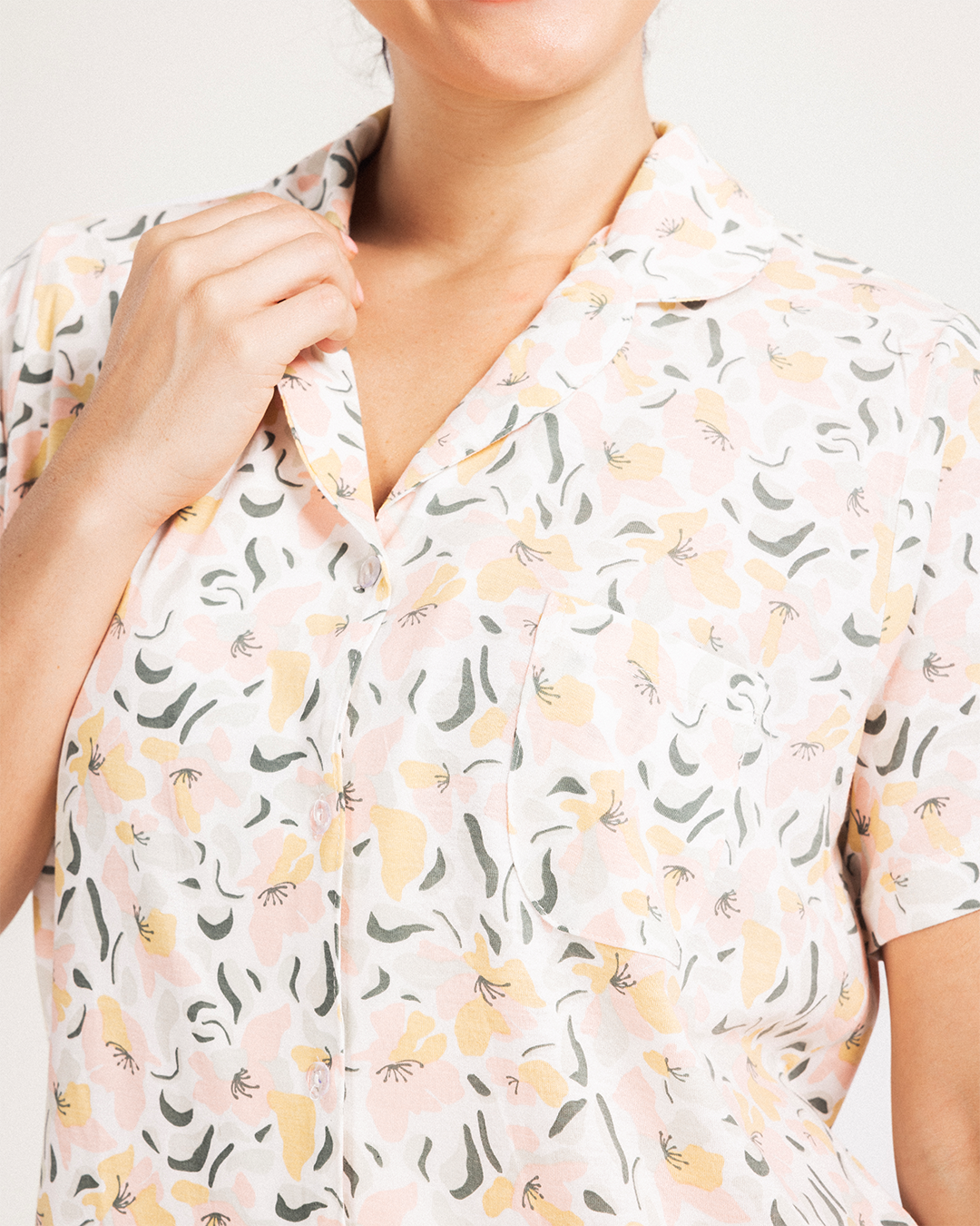ميدي نسائي بزراير Women Nightshirt Colorful Flowers