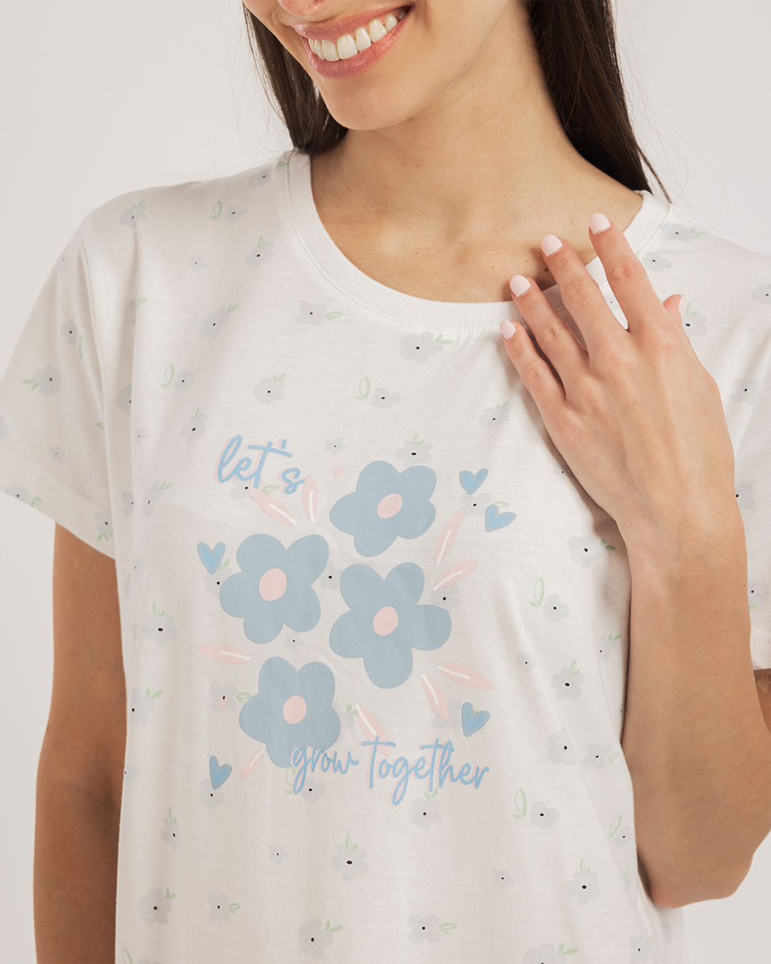 Blue Flowers ميدي نسائي نص كم