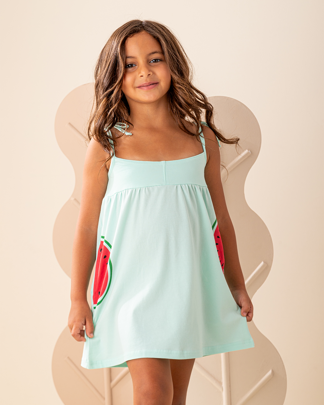 Watermelon Pocket فستان بناتي حمالة
