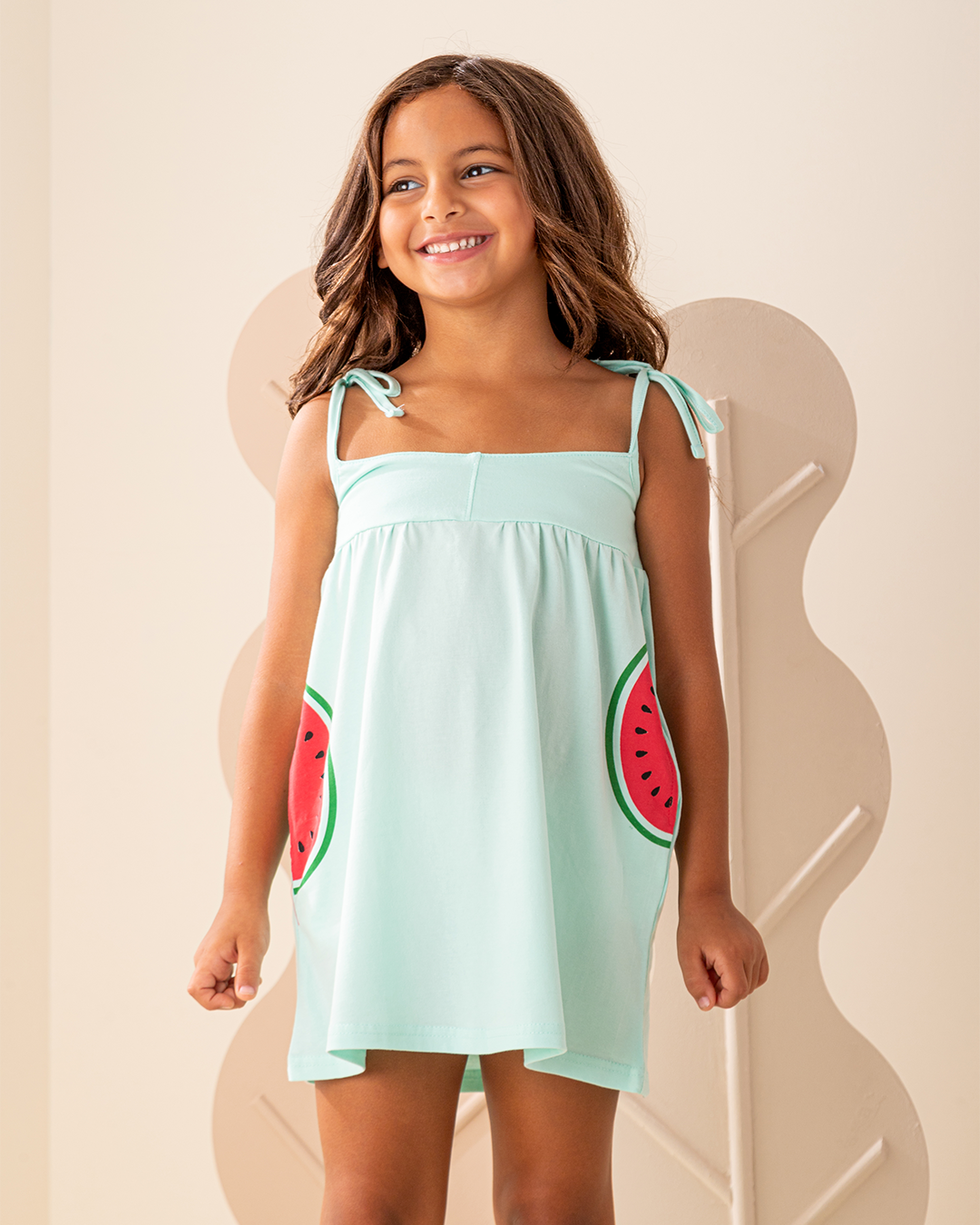 Watermelon Pocket فستان بناتي حمالة