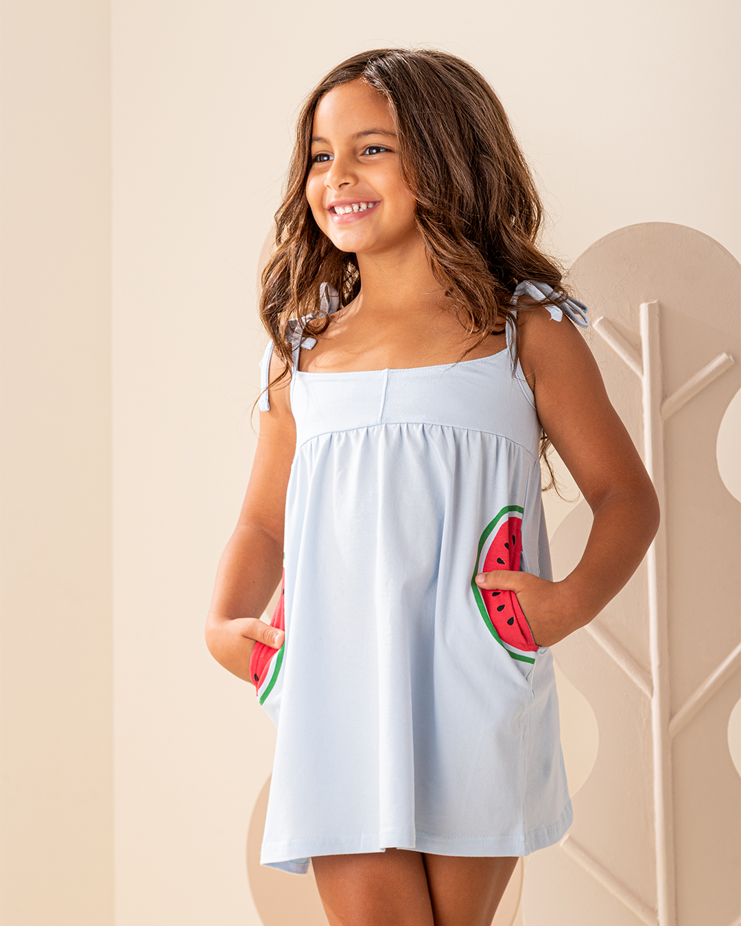 Watermelon Pocket فستان بناتي حمالة