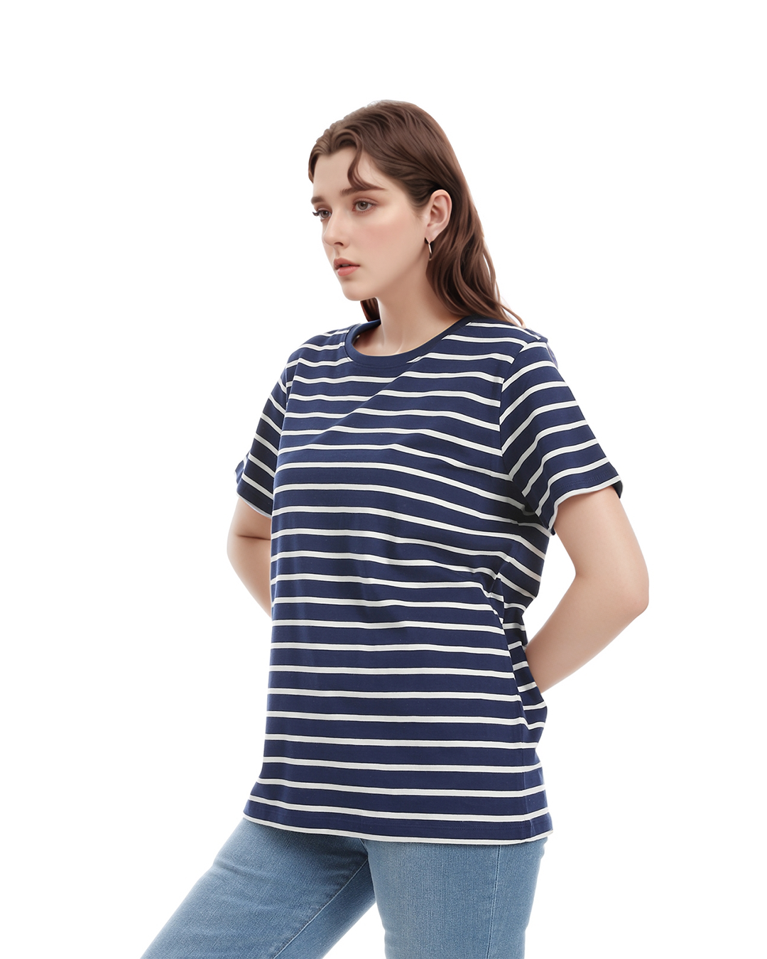 Lands End تي شيرت بيزك نسائي راوند