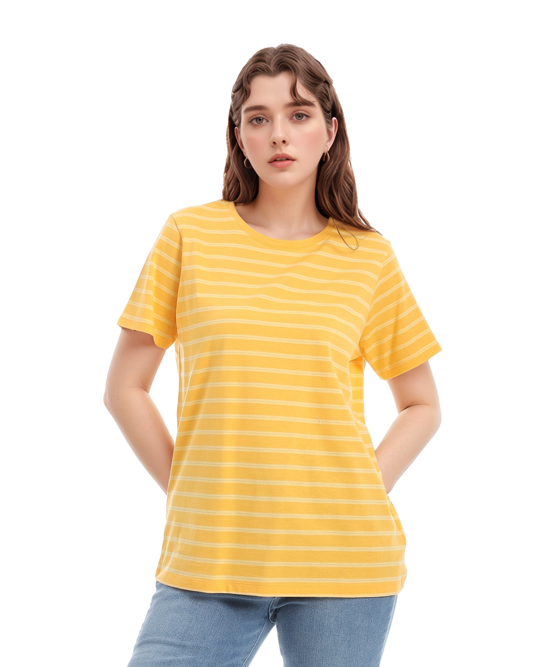 Lands End تي شيرت بيزك نسائي راوند