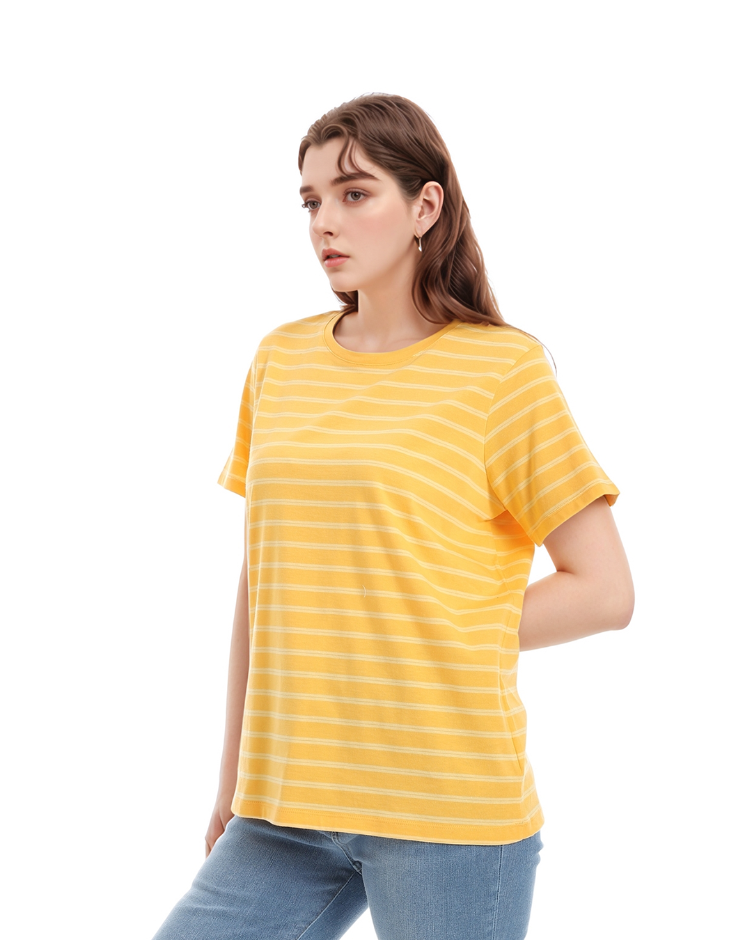 Lands End تي شيرت بيزك نسائي راوند