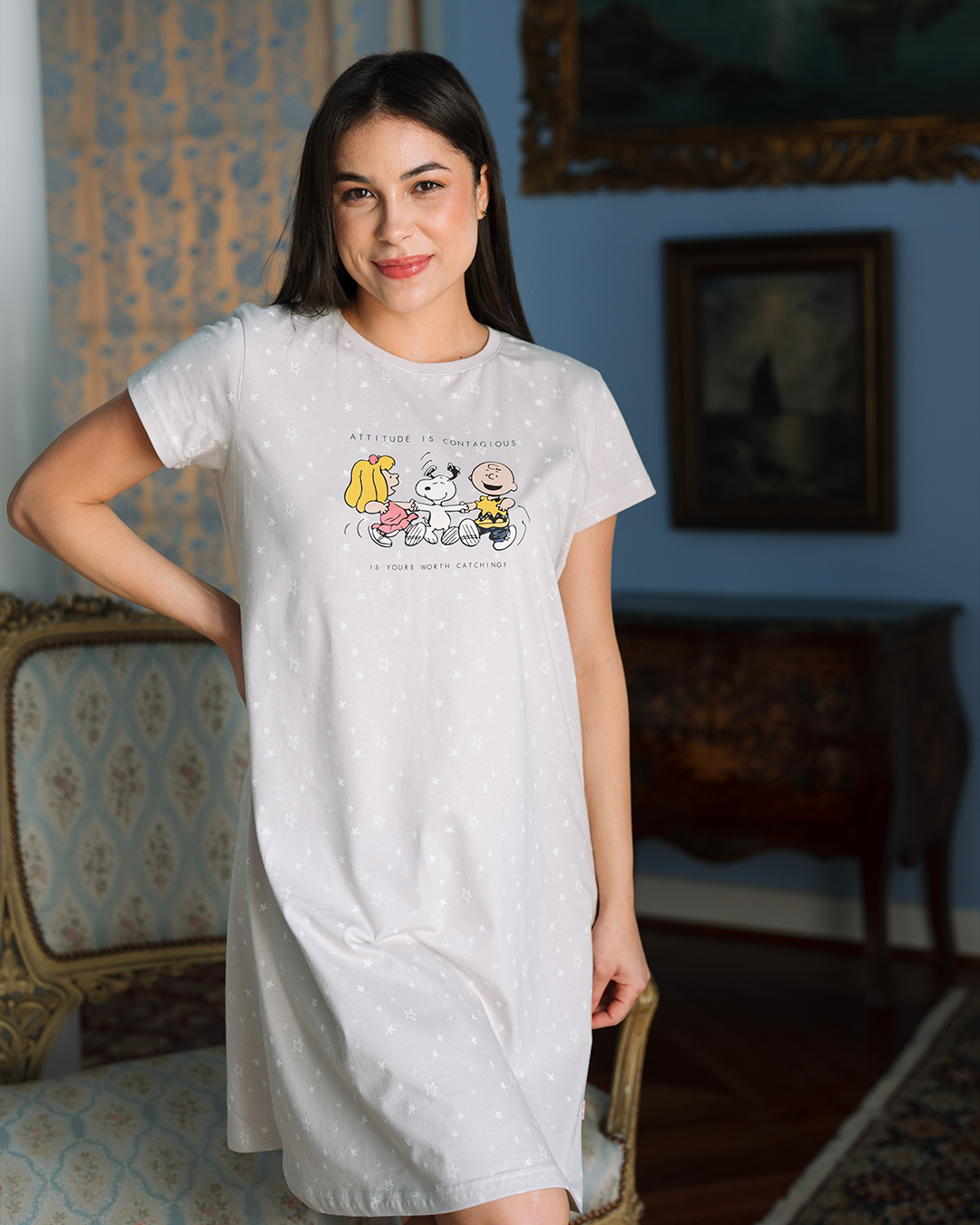 Snoopy and friends stars ميدي نسائي نص كم